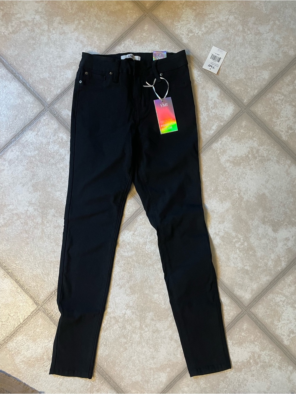 YMI Black Skinny Jeans with Holographic Brand Tag
